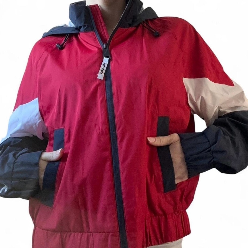 Hollister Red, White, Navy Blue Windbreaker Jacket